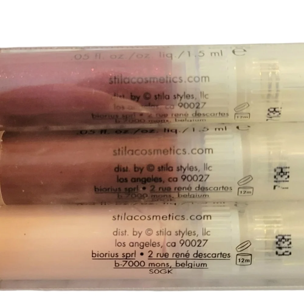 NIB Original Stila 3 pk Lip Glaze Set Strawberry Cream, Cranberry, Dazzleberry